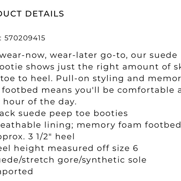 White House Blqck Market black suede peep toe booties Size 7 - Picture 7 of 8